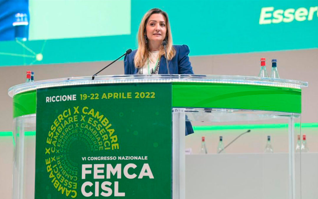 Il saluto di Daniela Piras, Segretaria generale aggiunta della Uiltec, al VI Congresso nazionale della Femca in corso a Riccione